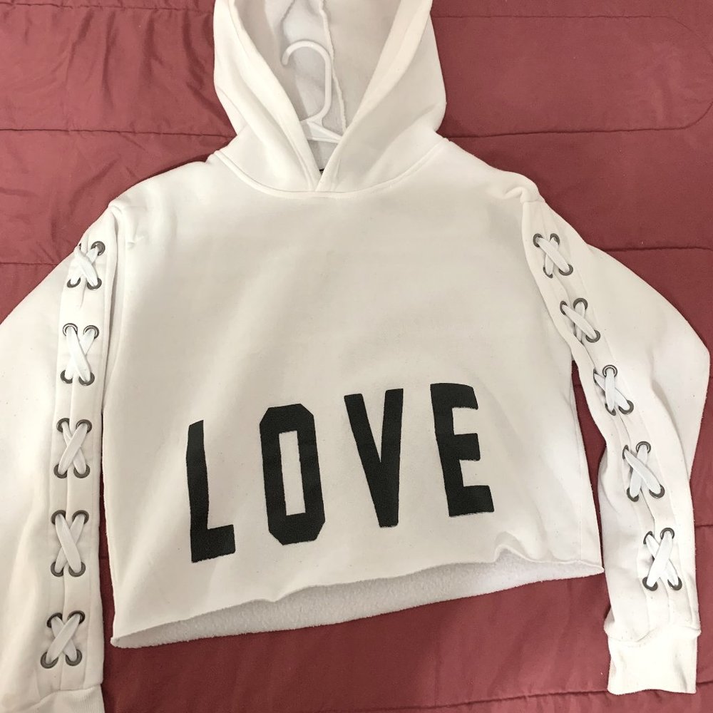White Crop Top Hoodie
